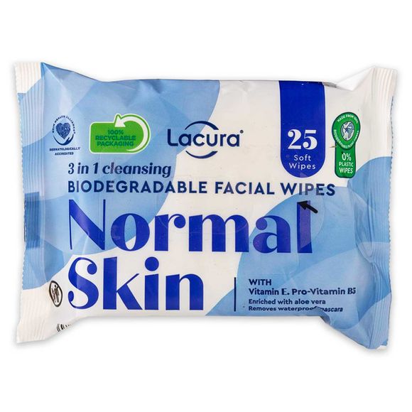 3-in-1 Refreshing Cleansing Facial Wipes 25 Pack Lacura